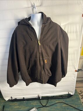 Carhartt Dark Brown Hooded Zip-Front Work Jacket